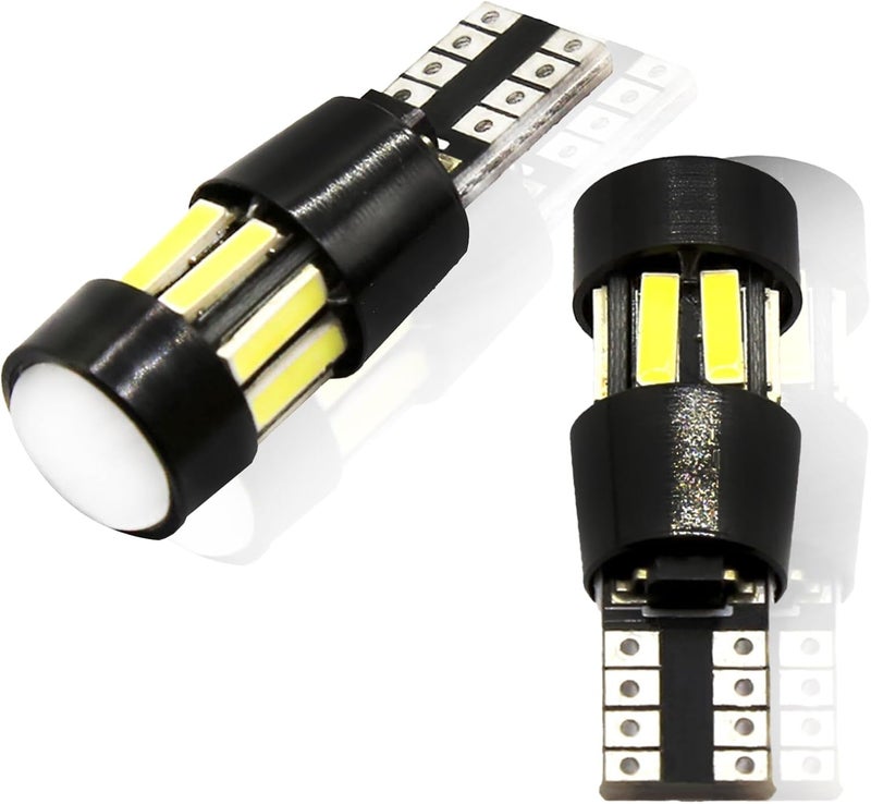 Jitrendo 2 Pcs Led License Plate Light, License Plate Light Bulbs,Led Decoding Width Indicator Light W5w T10 7020 10smd 24led With Aluminum Parts License Plate Lights Chipsets 7000k (White) - Image 1